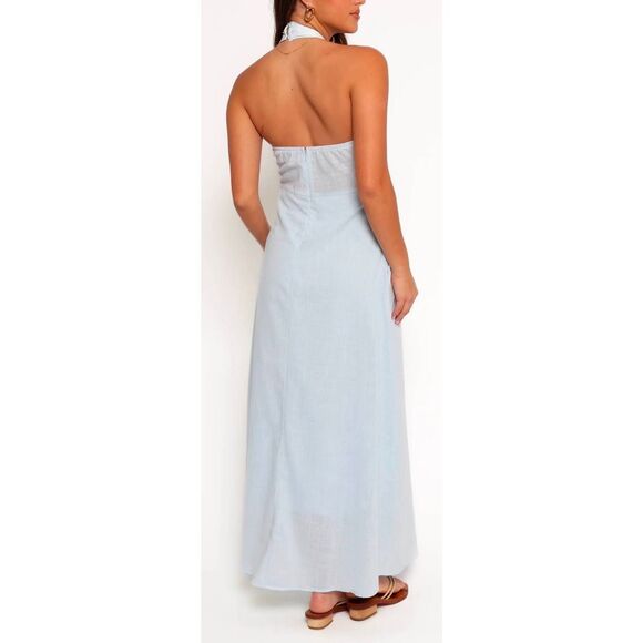 Petal & Pup Betsy Halterneck Maxi Dress Size Medium in Pale Blue NEW - Picture 2 of 10